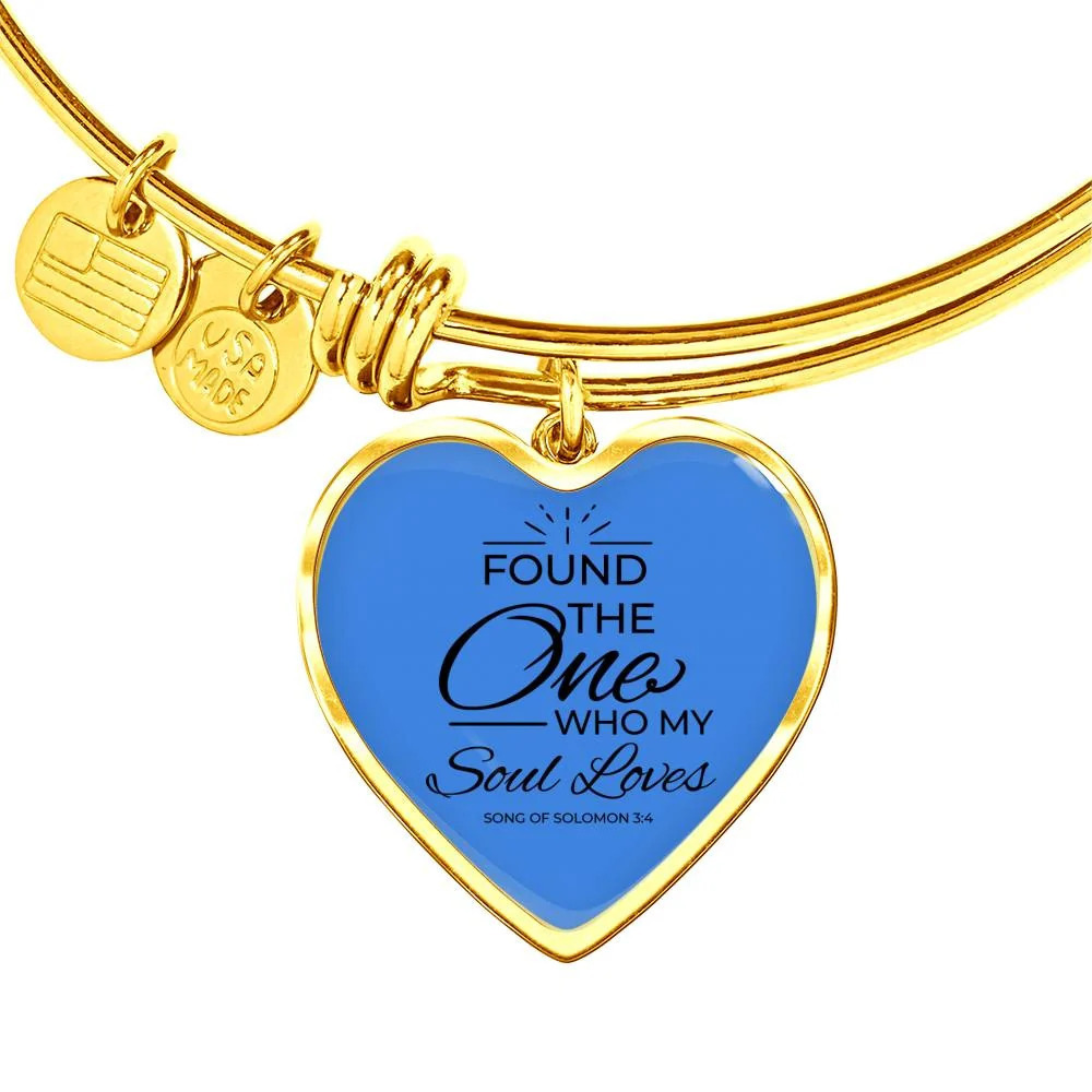 Song of Solomon Personalized Engraved Gold Heart Bangle Bracelet Custom Name